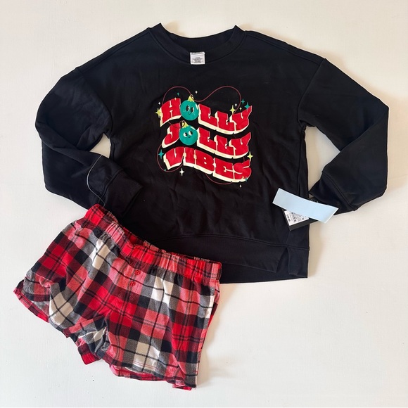 Art Class Girls Size Large 10/12 Christmas Holly Long Sleeve Pajama 2 Pc Set NEW - Picture 1 of 9
